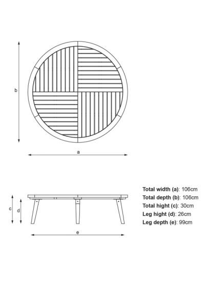 Garden Coffee Table, (Acacia Wood)