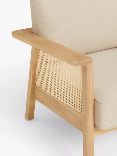 Rattan Garden Lounge Chair, (Acacia Wood), Natural