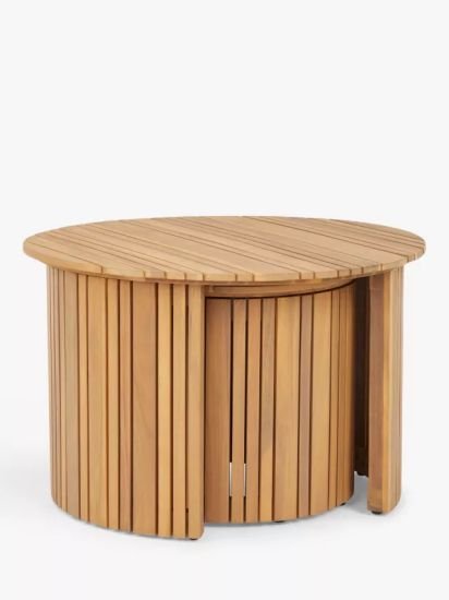 Nesting Round Garden Coffee Tables, Set of 2, (Acacia Wood), Natural