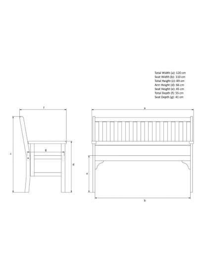 Acacia Wood Foldable 2-Seater Garden Bench, Natural